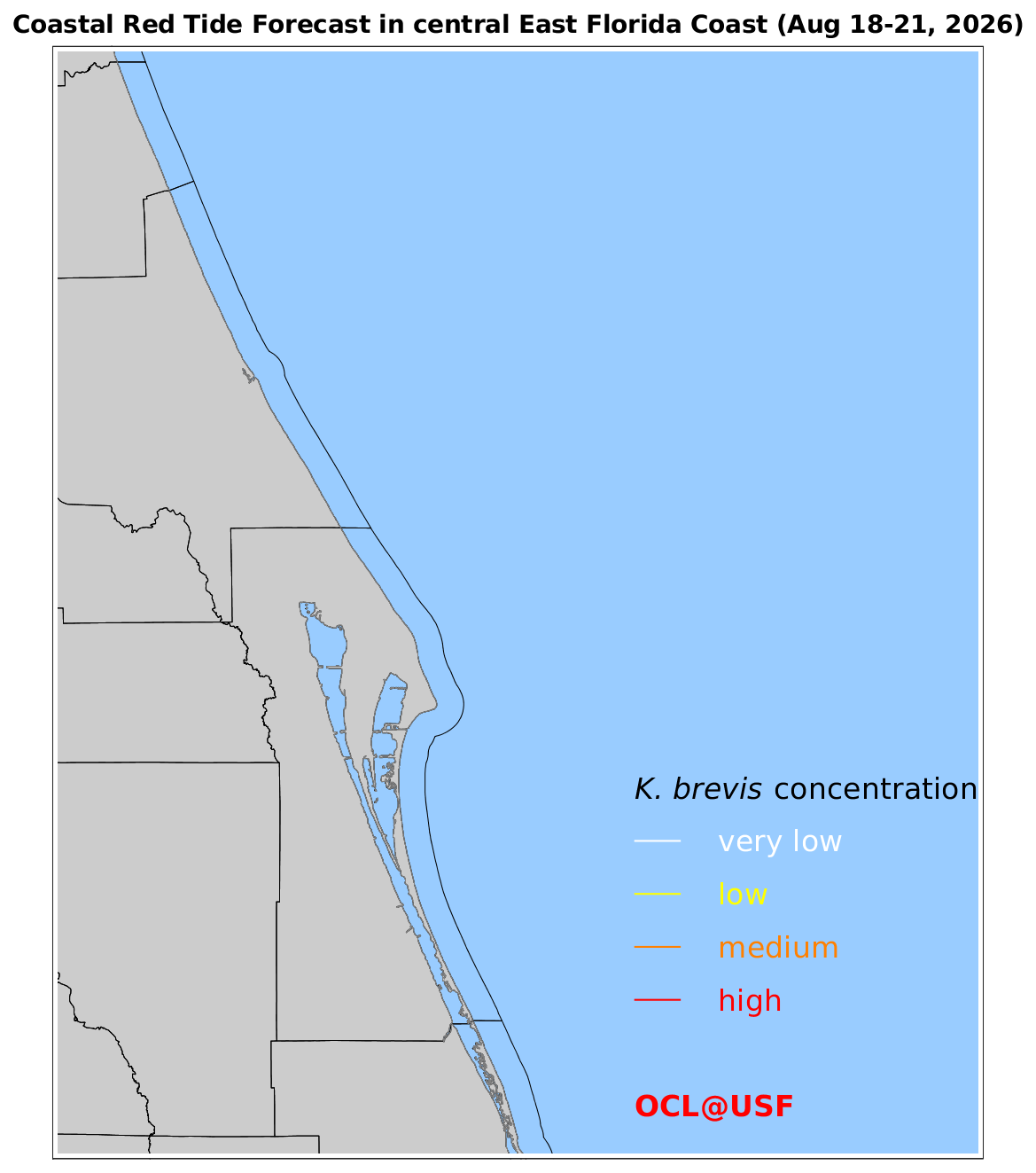 Coastal Red Tide Forecast for Central East Florida Coast