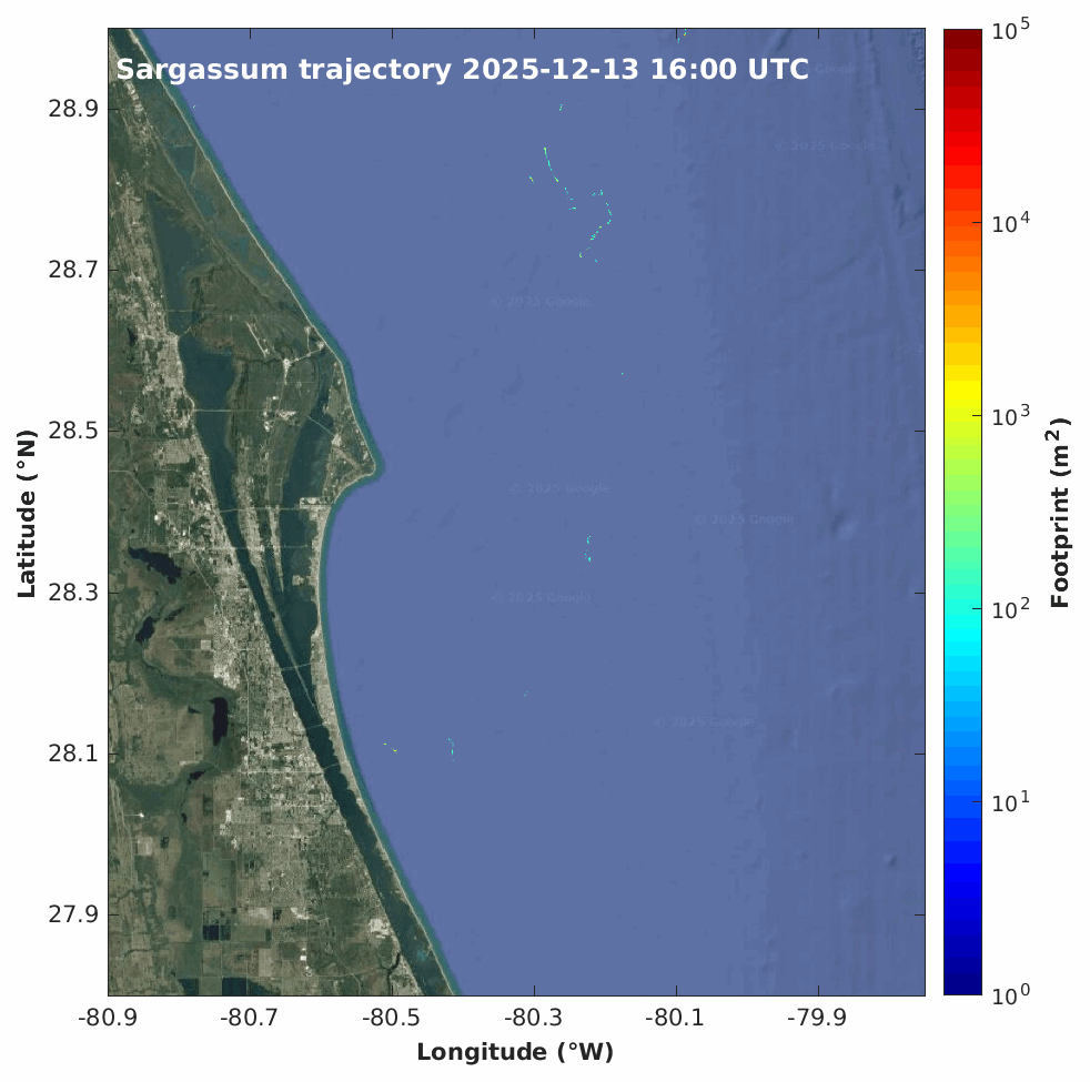North Indian River Lagoon Sargassum Trajectories