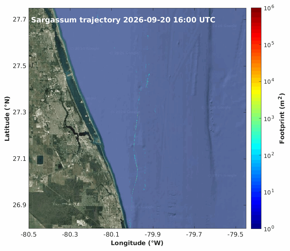 South Indian River Lagoon Sargassum Trajectories