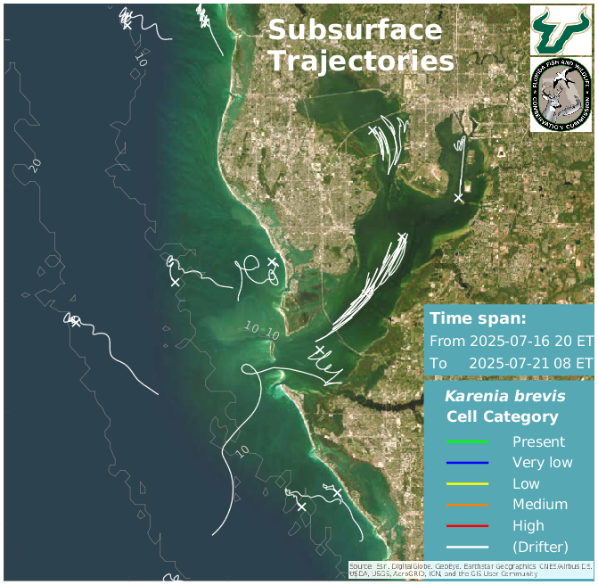 Tampa Bay Region Lower Water Column HAB Trajectories