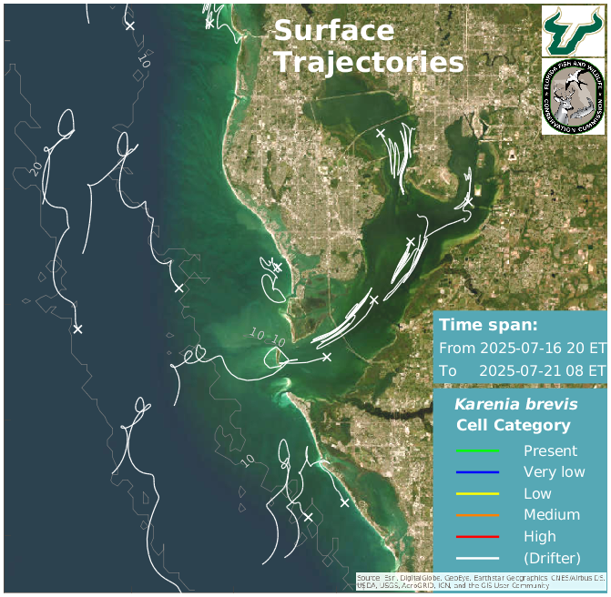 Tampa Bay Region Upper Water Column HAB Trajectories