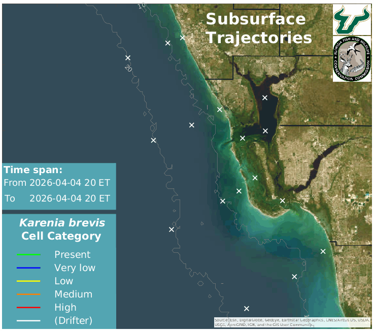 Charlotte Harbor Region Lower Water Column HAB Trajectories