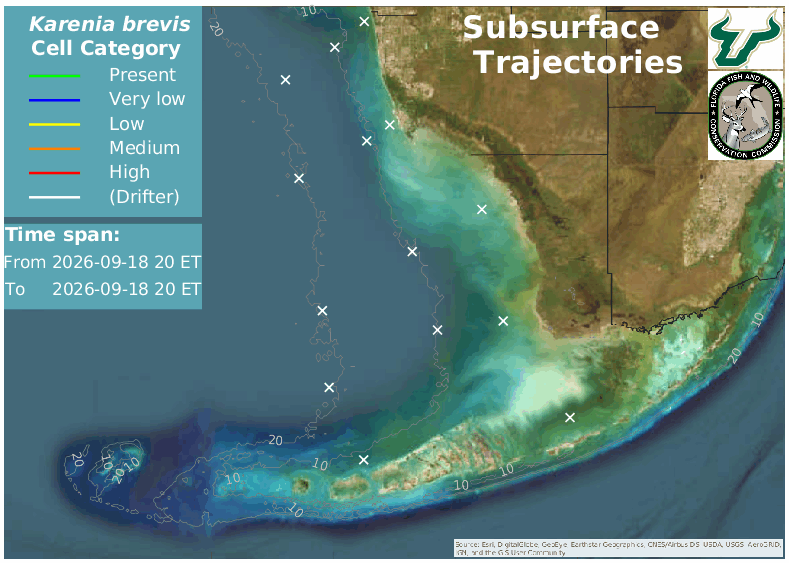 Florida Bay and Keys Region Lower Water Column HAB Trajectories