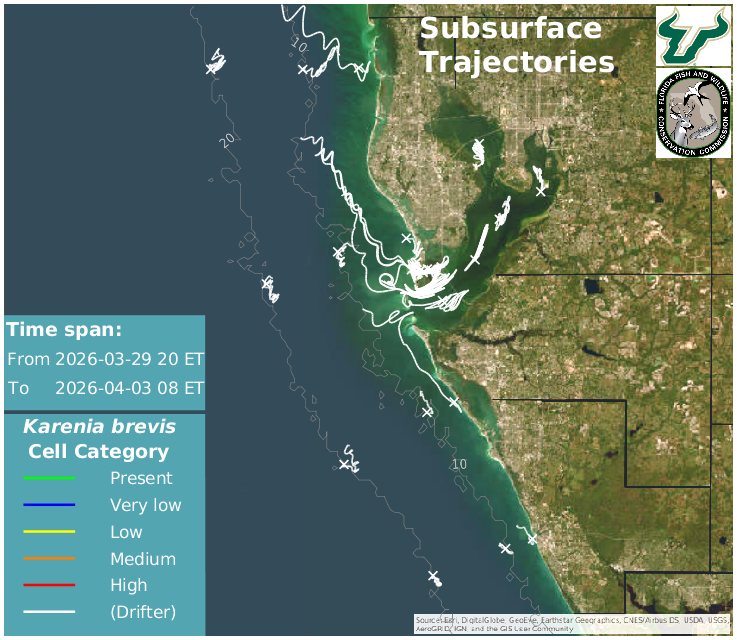 Tampa Bay Region Lower Water Column HAB Trajectories