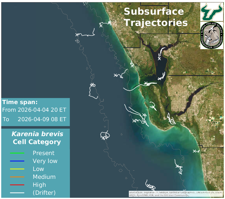 Charlotte Harbor Region Lower Water Column HAB Trajectories