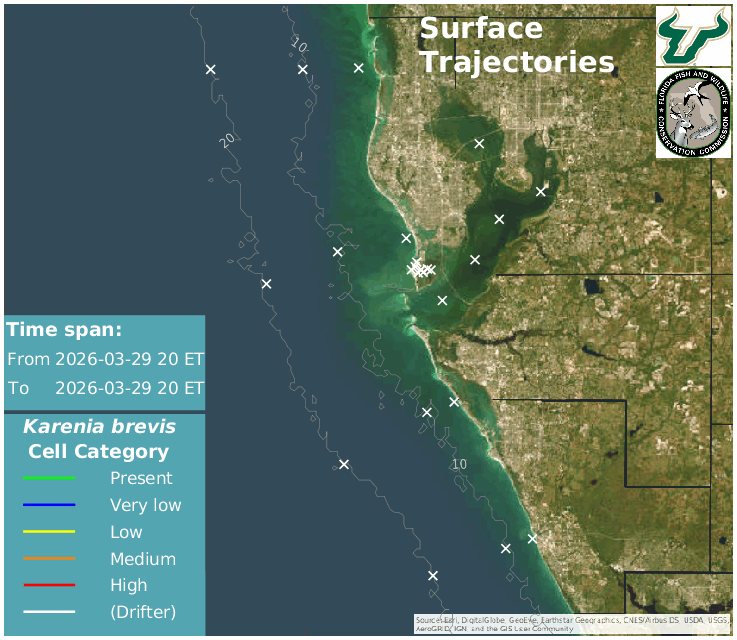 Tampa Bay Region Upper Water Column HAB Trajectories