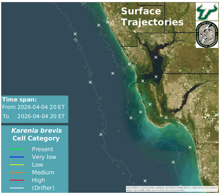 Charlotte Harbor Region Upper Water Column HAB Trajectories