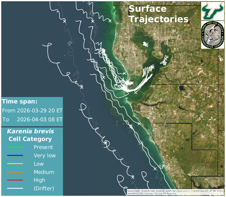 Tampa Bay Region Upper Water Column HAB Trajectories
