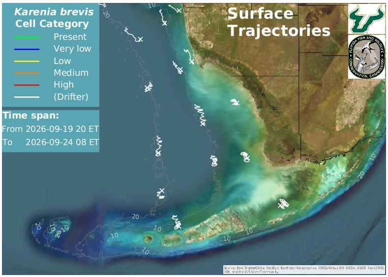 Florida Bay and Keys Region Upper Water Column HAB Trajectories